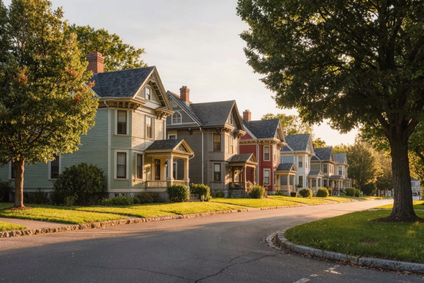 A residential street in Fall River, MA