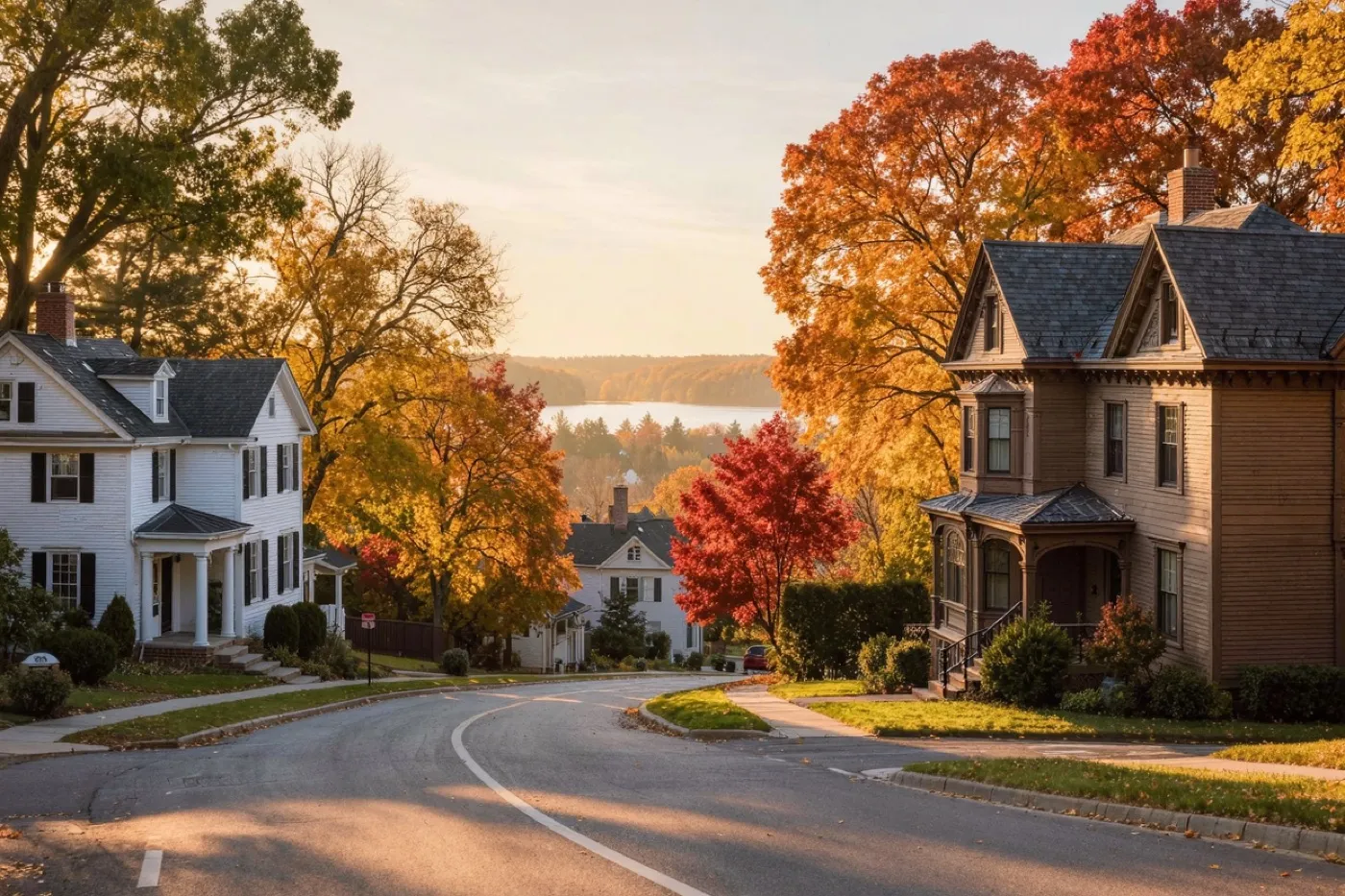 A residential street in Norwich, CT